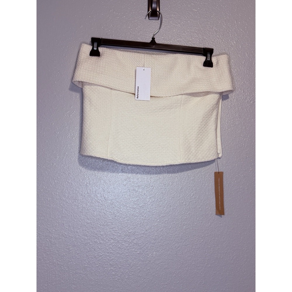 Reformation Lanna Top Sleeveless White Women's Size 10 Tube Top Zip